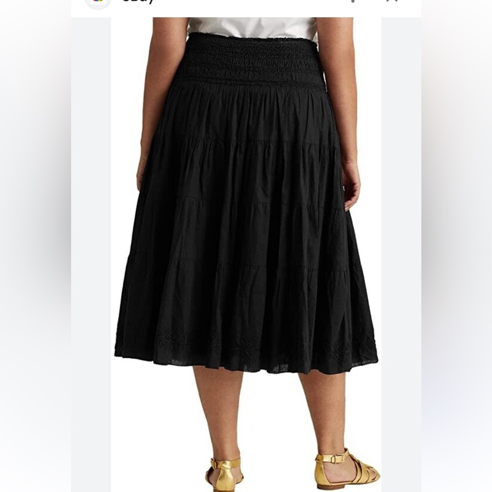 Ralph Lauren black label  peasant embroidery maxi skirt  1x whimsigoth fairy